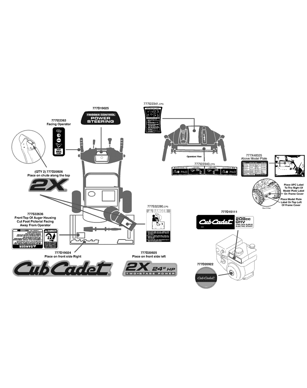 Label Map 31am53sr710 Diagram and Parts List for 2X24HP (31AM53SR710-31AM53SR756)(2015) Cub Cadet Snow Blower